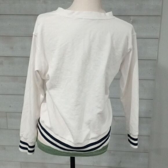 Stateside ripped / shredded white T-shirt with black stripe at cuff and him - Picture 5 of 5